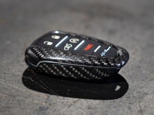 Alfa Romeo Stelvio Key Fob Cover  - Carbon Fiber - Black w/ QV Logo